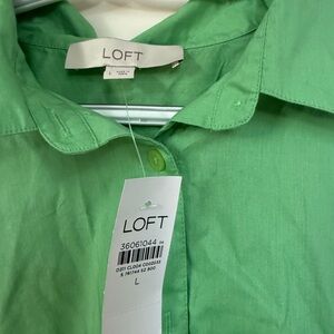 LOFT Vibrant Green Collared Shirt
